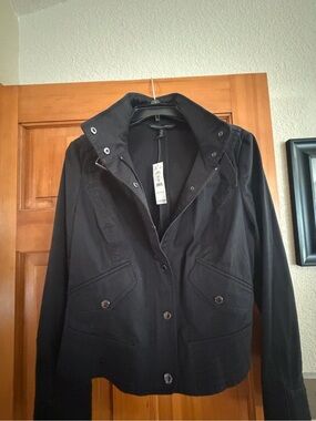 White House Black market Women’s Black Utility Jacket with Stand Collar